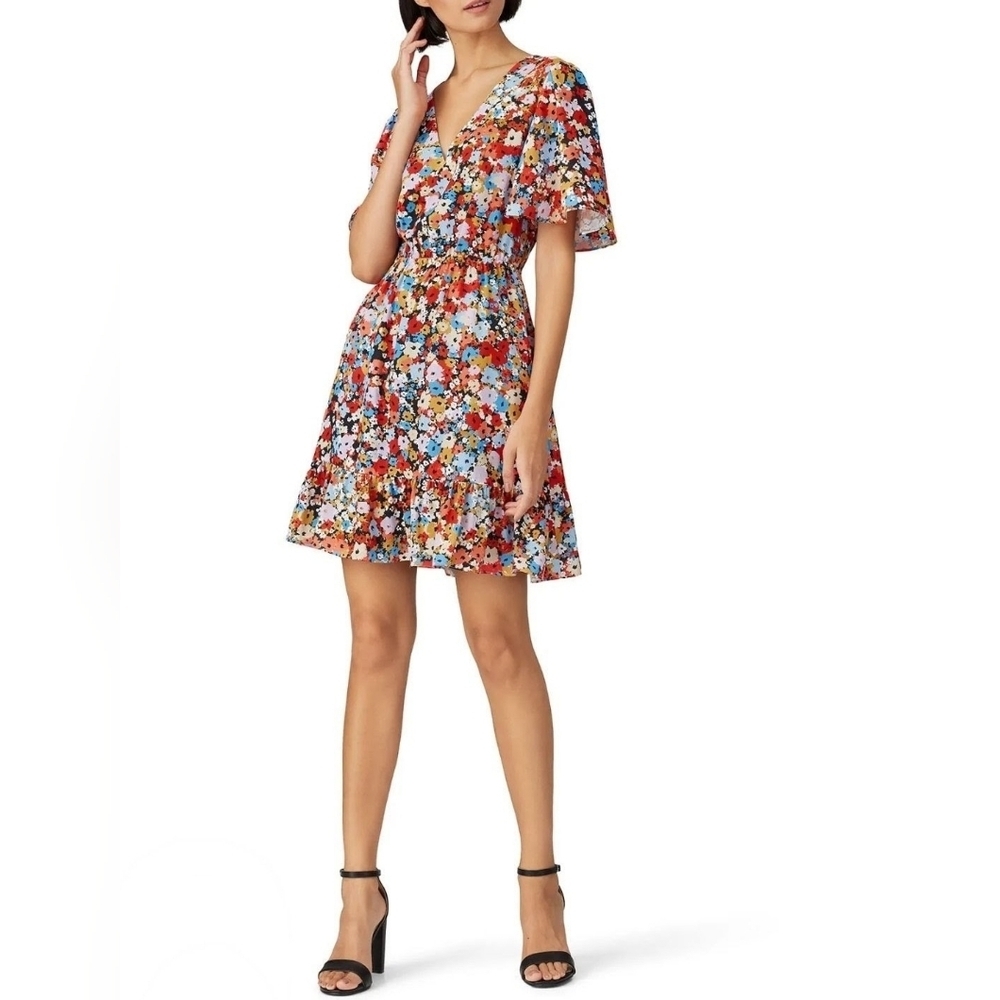 Rebecca Minkoff Floral Red Multicolor Mini Dress Sz S